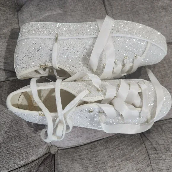 Kate Spade x Keds truly all over glitter sneakers Ivory/Cream Size 9 - Picture 4 of 13
